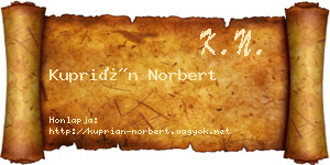 Kuprián Norbert névjegykártya